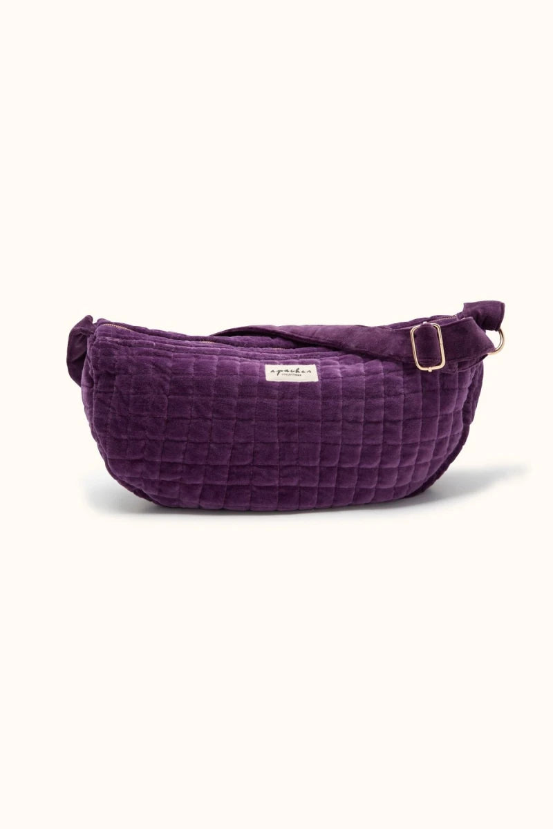 Apaches Collections sac banane lune velours lisse mauve
