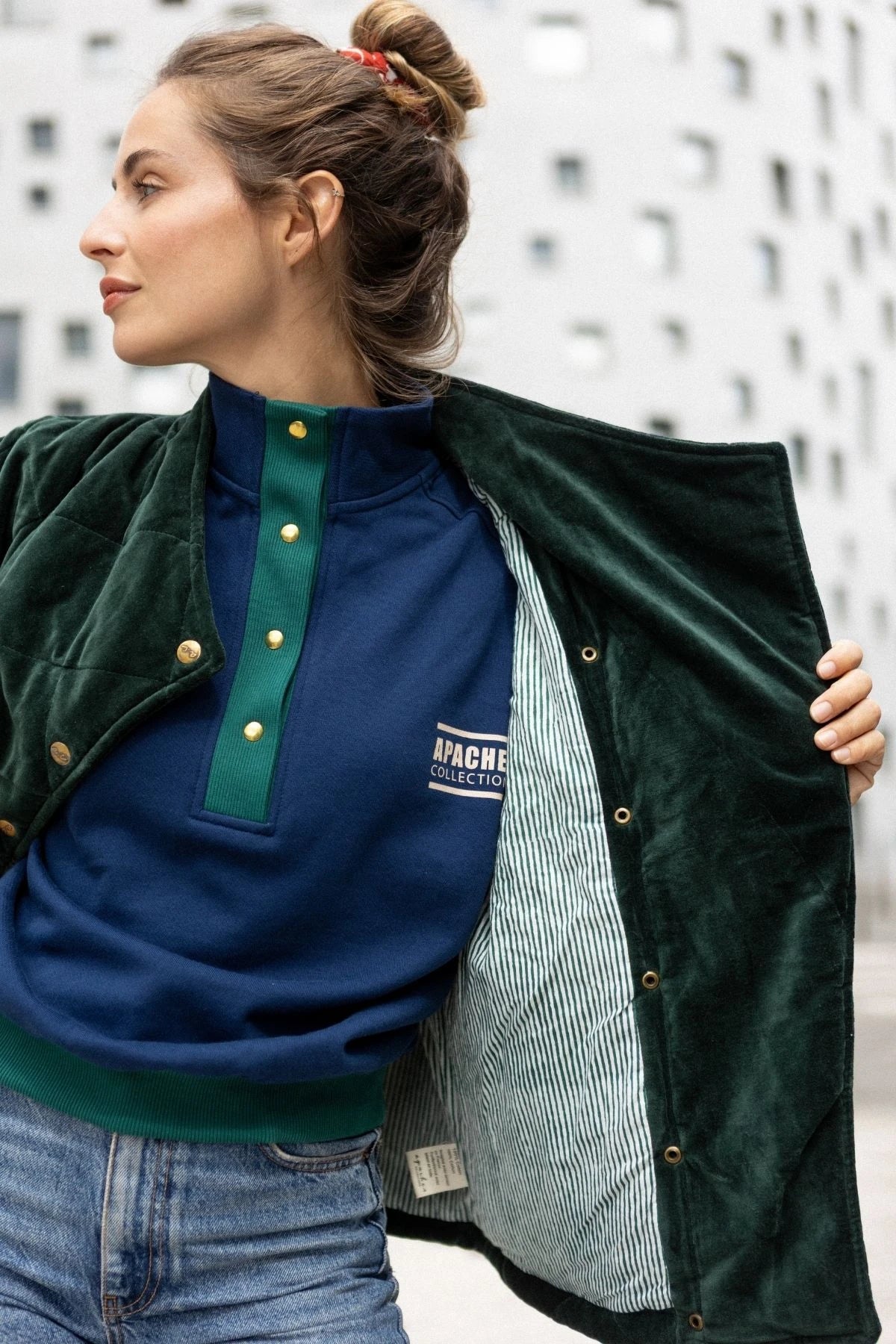 Apaches Collections Veste Kapur velours lisse forest